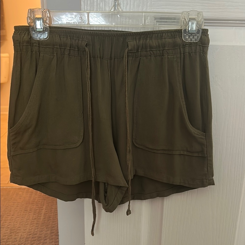 Olive Green Flowy Shorts